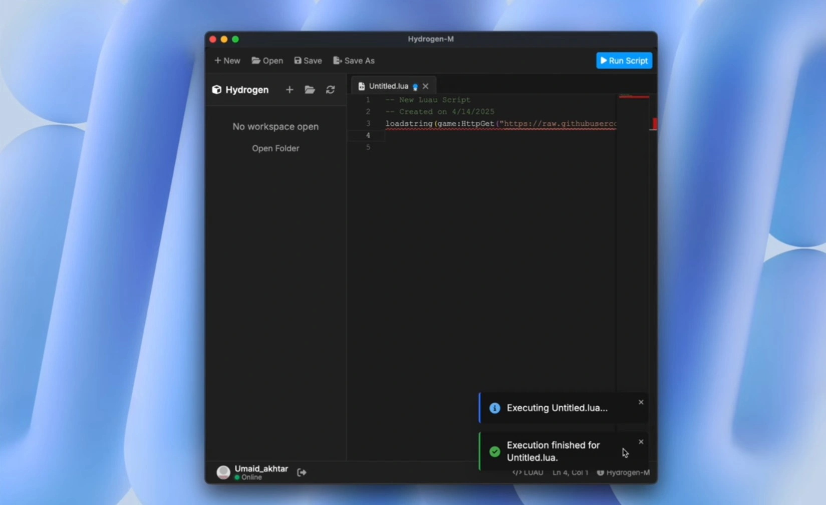 Hydrogen Executor Auto Farm Script